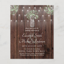 Budget Rustic Ljus Mason Burk Gypsophila Bröllop