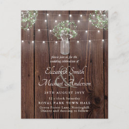 Budget Rustic Ljus Mason Burk Gypsophila Bröllop