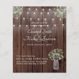 Budget Rustic Ljus Mason Burk Gypsophila Bröllop