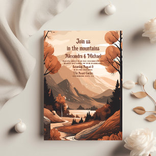 Budget Rustic Mountain Forest Evergreen Bröllop Reklamblad