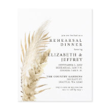 Budget Rustic Pampas Rehearsal Middagsinbjudan
