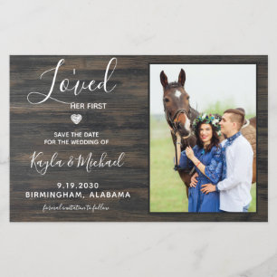 Budget Rustic Photo Horse Bröllop spara datum