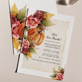 Budget Rustic Pumpkin Friendsgiving-inbjudan Flygblad