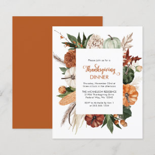 Budget Rustic Pumpkin Thanksgiving Middag Inbjudan
