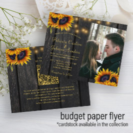 Budget rustic QR-kod foto bröllopsinbjudan Flygblad