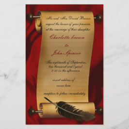 Budget Rustic Rulla Red Wedding bjudande