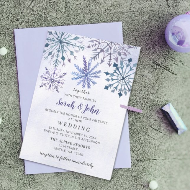 Budget Rustic Snöflingor Winter Wedding bjudande (Skapare uppladdad)