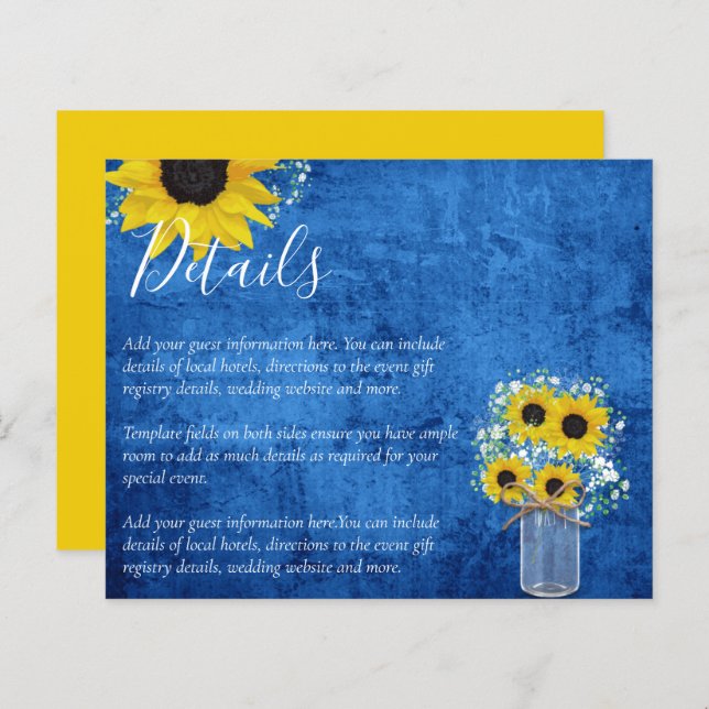 BUDGET Rustic Solros Bröllop - detaljbilaga (Fram/baksida)