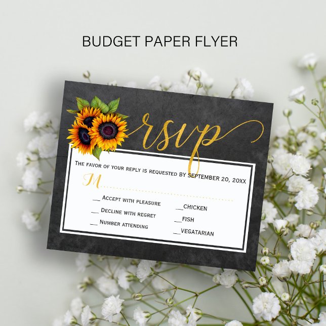 Budget rustic solros bröllop rsvp kort flygblad (Skapare uppladdad)