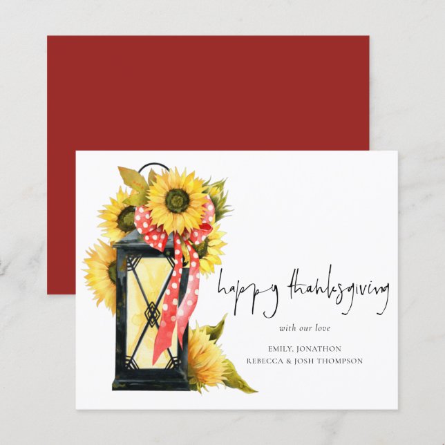 Budget Rustic Solros Lantern Happy thanksgiving (Fram/baksida)