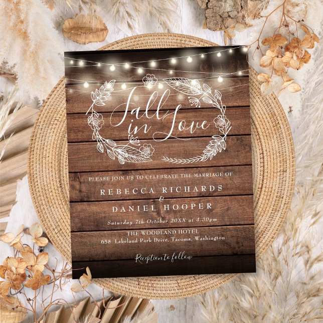 Budget Rustic String Light Fall Wedding bjudande (Budget Rustic String Light Fall Wedding Invitation)