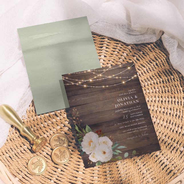 Budget Rustic String Ljus & White Peony Bröllop (Skapare uppladdad)