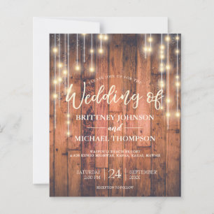 Budget Rustic String Ljus Woo bröllopsinbjudan