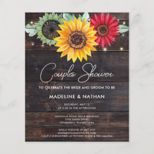 Budget Rustic Sunblommor Barn Par Shower Flygblad