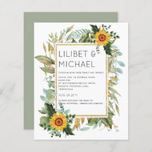 Budget Rustic Sunblommor BOHO Greenery Bröllop Inv