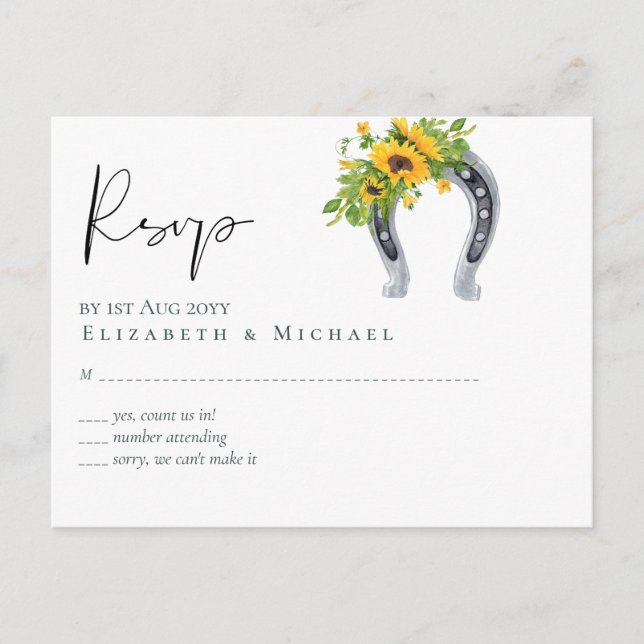 Budget Rustic Sunblommor södra Bröllop Vykort (Framsida)