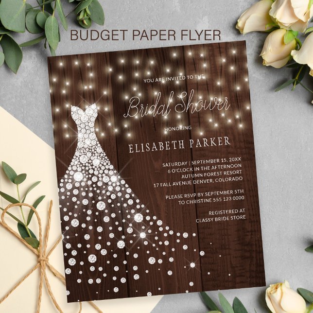Budget rustic trä bröllopsdusch inbjudan flygblad (Skapare uppladdad)