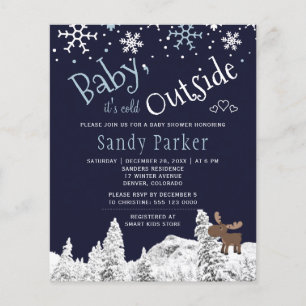 Budget rustic vinter pojke baby shower inbjudan