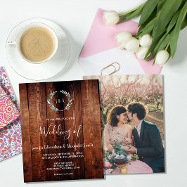 Budget rustic watercolor leaves wedding invitation flygblad