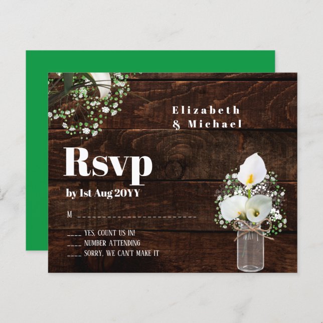 Budget Rustic White Calla Lily Bröllop OSA (Fram/baksida)