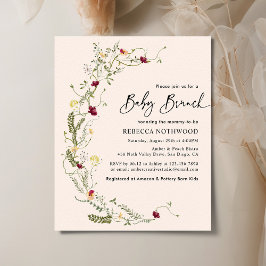 Budget Rustic Wildblomma Baby Brunch-inbjudan