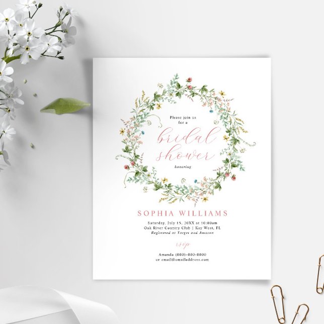 Budget Rustic Wildblomma Inbjudningskort för möhip (Skapare uppladdad)