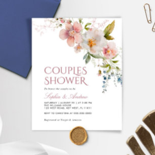 Budget Rustic Wildblomme Par Shower inbjudan