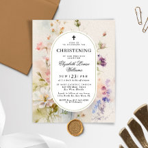 Budget Rustic Wildblommes Christening-inbjudan