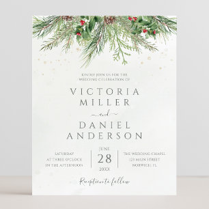 Budget Rustic Winter Greenery Wedding bjudande