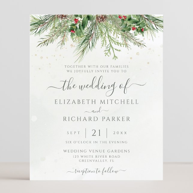 Budget Rustic Winter Greenery Wedding bjudande (Skapare uppladdad)