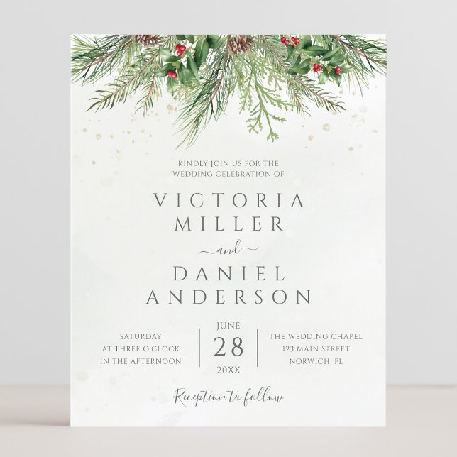 Budget Rustic Winter Greenery Wedding bjudande (Skapare uppladdad)