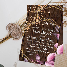 Budget Rustic Wood Background Wedding Inbjudningar