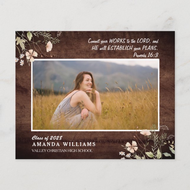 BUDGET Rustic Wood Christian Studenten Verse (Framsida)