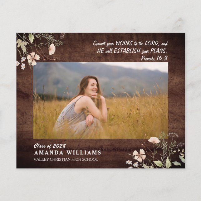 BUDGET Rustic Wood Christian Studenten Verse (Framsida)