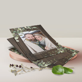 BUDGET Rustic Wood Eucalyptus Photo Save Date Flygblad