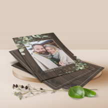 BUDGET Rustic Wood Eucalyptus Photo Save Date