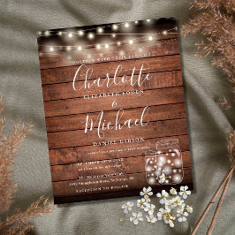 Budget Rustic Wood Mason Burk bröllopsinbjudan