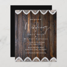 Budget Rustic Wood Snöre bröllopsinbjudningar