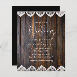 Budget Rustic Wood Snöre bröllopsinbjudningar