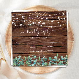 Budget Rustic Wood String Ljus Bröllop OSA Anteckningskort