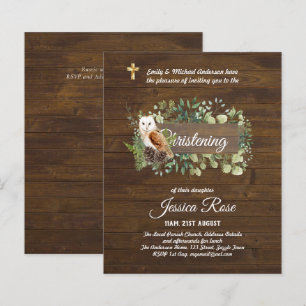BUDGET Rustic Woodland Christening Inbjudan Baptis