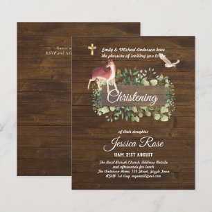 BUDGET Rustic Woodland Christening Inbjudan Baptis