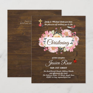 BUDGET Rustic Woodland Christening Inbjudan Baptis