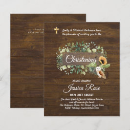 BUDGET Rustic Woodland Christening Inbjudan Baptis