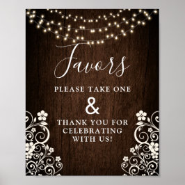 Budget Rustic Woodsy Ljus Wood Bröllop Signs Poster