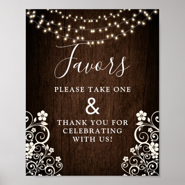 Budget Rustic Woodsy Ljus Wood Bröllop Signs Poster (Framsidan)