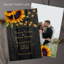 Budget Rustig blommigt Res PHOTO-bröllopsinbjudan Flygblad