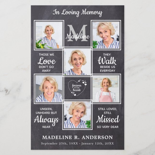 Budget Rustik 5 Bilder Minnes- Begravningsprogram (Framsida)