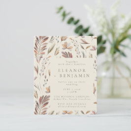 Budget Rustik Botanisk Jord Tonaler Bröllopsinbjud