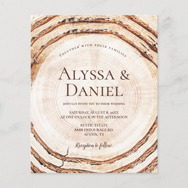 Budget Rustik Bröllop Trä Skuren Spann Anpassad (Framsida)